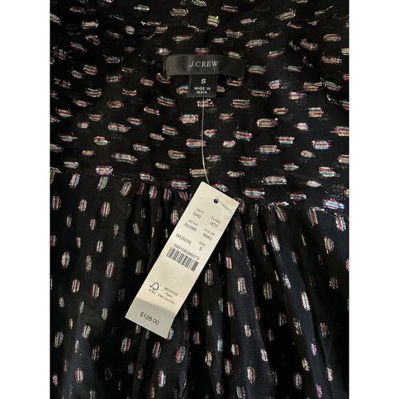 NWT $128 J. Crew Tie-neck blouse with rainbow Lurex® dot Sz S - Picture 8 of 8